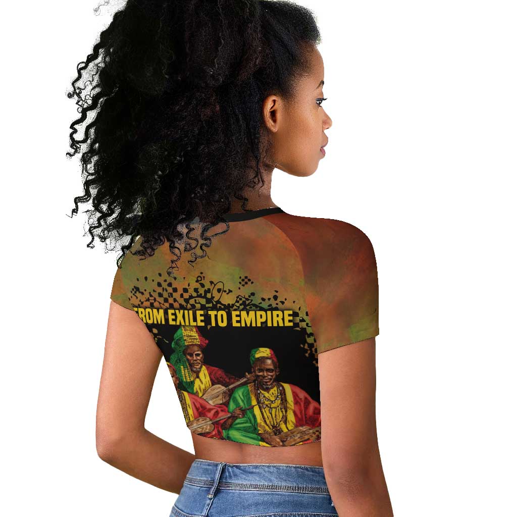 Sundiata Keita Raglan Cropped T shirt Griot Storytelling Scene, Epic of Sundiata Text and Heritage-Inspired Earth Tone - Wonder Print Shop