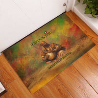 Sundiata Keita Rubber Doormat Griot Storytelling Scene, Epic of Sundiata Text and Heritage-Inspired Earth Tone - Wonder Print Shop