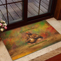 Sundiata Keita Rubber Doormat Griot Storytelling Scene, Epic of Sundiata Text and Heritage-Inspired Earth Tone - Wonder Print Shop