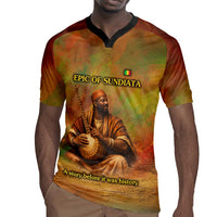 Sundiata Keita Rugby Jersey Griot Storytelling Scene, Epic of Sundiata Text and Heritage-Inspired Earth Tone - Wonder Print Shop