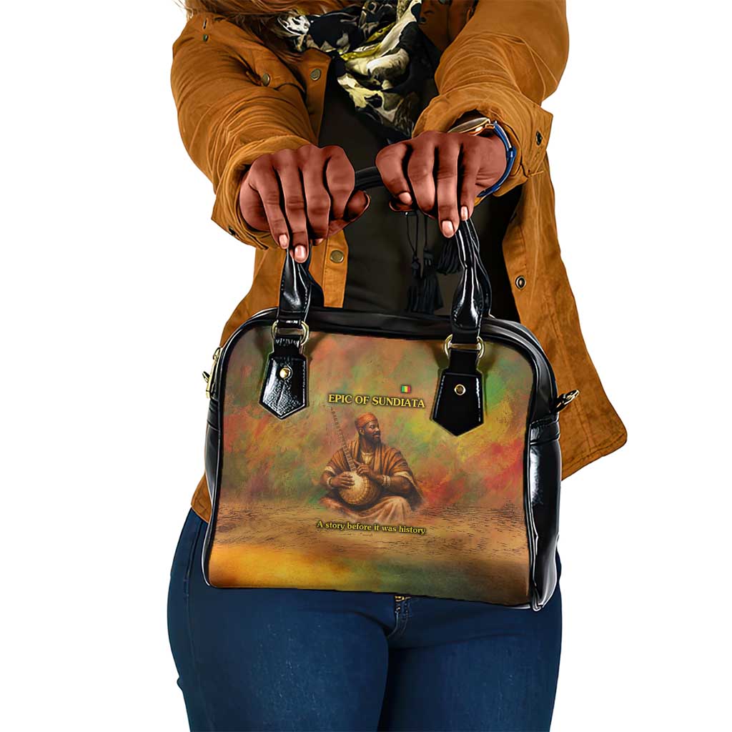 Sundiata Keita Shoulder Handbag Griot Storytelling Scene, Epic of Sundiata Text and Heritage-Inspired Earth Tone - Wonder Print Shop