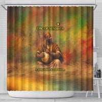 Sundiata Keita Shower Curtain Griot Storytelling Scene, Epic of Sundiata Text and Heritage-Inspired Earth Tone - Wonder Print Shop
