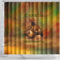 Sundiata Keita Shower Curtain Griot Storytelling Scene, Epic of Sundiata Text and Heritage-Inspired Earth Tone - Wonder Print Shop