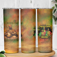 Sundiata Keita Skinny Tumbler Griot Storytelling Scene, Epic of Sundiata Text and Heritage-Inspired Earth Tone - Wonder Print Shop