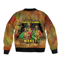 Sundiata Keita Sleeve Zip Bomber Jacket Griot Storytelling Scene, Epic of Sundiata Text and Heritage-Inspired Earth Tone - Wonder Print Shop