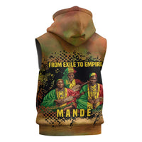 Sundiata Keita Sleeveless Hoodie Griot Storytelling Scene, Epic of Sundiata Text and Heritage-Inspired Earth Tone - Wonder Print Shop