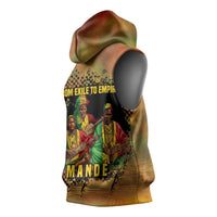 Sundiata Keita Sleeveless Hoodie Griot Storytelling Scene, Epic of Sundiata Text and Heritage-Inspired Earth Tone - Wonder Print Shop