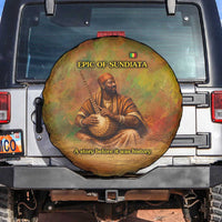 Sundiata Keita Spare Tire Cover Griot Storytelling Scene, Epic of Sundiata Text and Heritage-Inspired Earth Tone - Wonder Print Shop