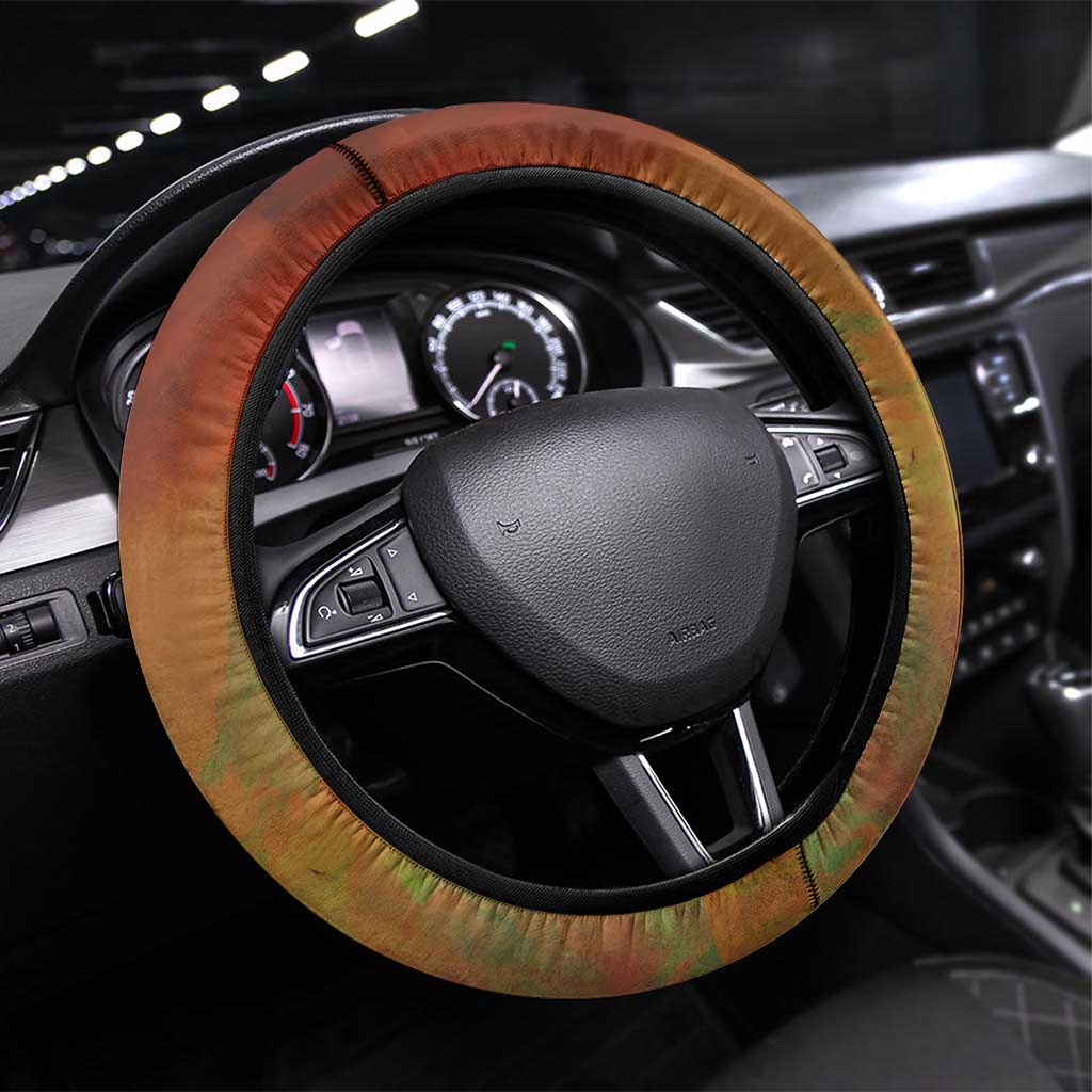 Sundiata Keita Steering Wheel Cover Griot Storytelling Scene, Epic of Sundiata Text and Heritage-Inspired Earth Tone - Wonder Print Shop