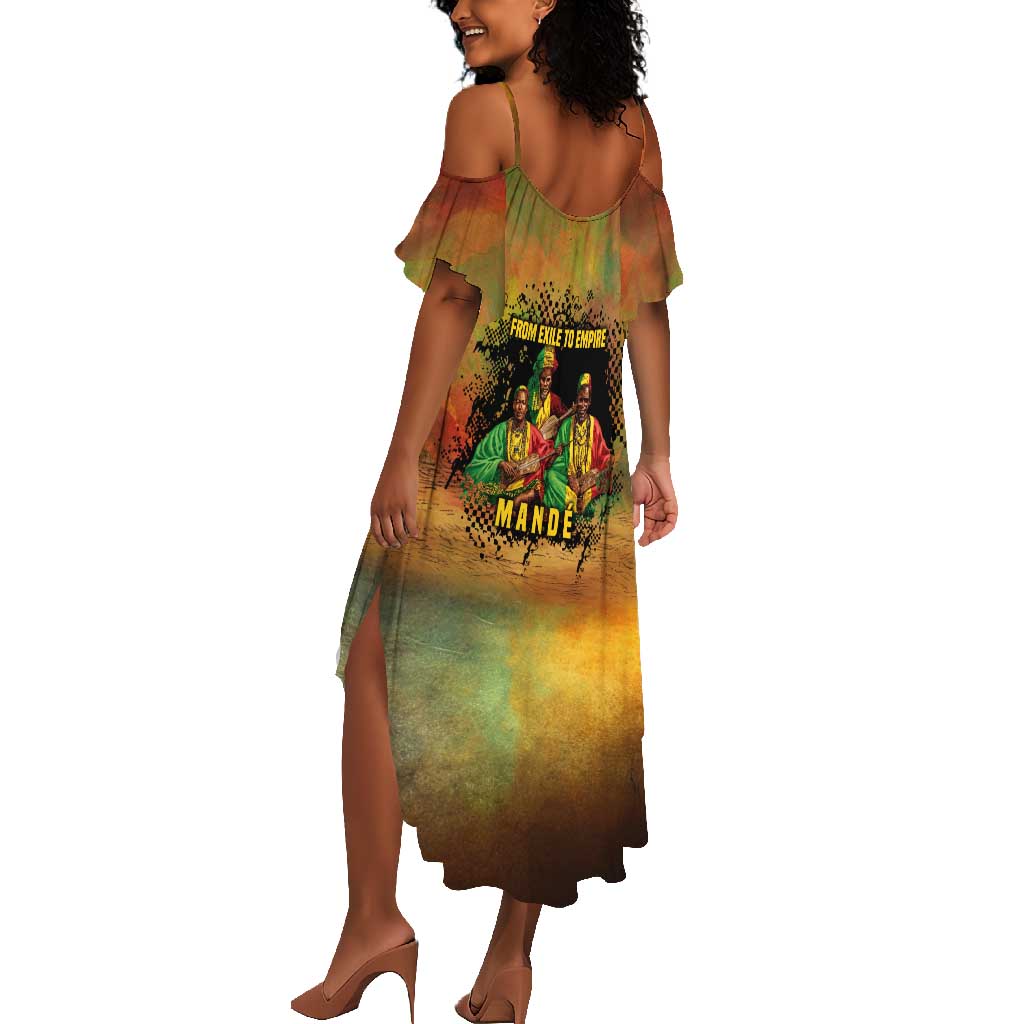 Sundiata Keita Summer Maxi Dress Griot Storytelling Scene, Epic of Sundiata Text and Heritage-Inspired Earth Tone - Wonder Print Shop