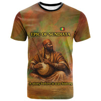 Sundiata Keita T shirt Griot Storytelling Scene, Epic of Sundiata Text and Heritage-Inspired Earth Tone - Wonder Print Shop