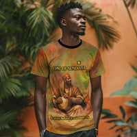 Sundiata Keita T shirt Griot Storytelling Scene, Epic of Sundiata Text and Heritage-Inspired Earth Tone - Wonder Print Shop