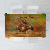 Sundiata Keita Tablecloth Griot Storytelling Scene, Epic of Sundiata Text and Heritage-Inspired Earth Tone - Wonder Print Shop