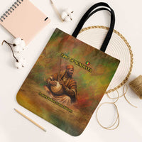 Sundiata Keita Tote Bag Griot Storytelling Scene, Epic of Sundiata Text and Heritage-Inspired Earth Tone - Wonder Print Shop
