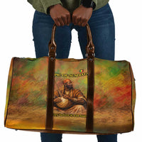 Sundiata Keita Travel Bag Griot Storytelling Scene, Epic of Sundiata Text and Heritage-Inspired Earth Tone - Wonder Print Shop