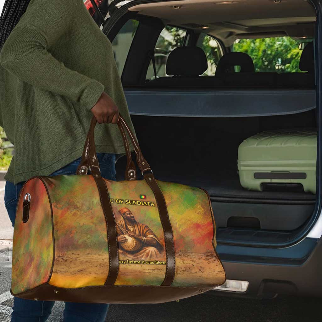 Sundiata Keita Travel Bag Griot Storytelling Scene, Epic of Sundiata Text and Heritage-Inspired Earth Tone - Wonder Print Shop