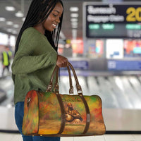 Sundiata Keita Travel Bag Griot Storytelling Scene, Epic of Sundiata Text and Heritage-Inspired Earth Tone - Wonder Print Shop