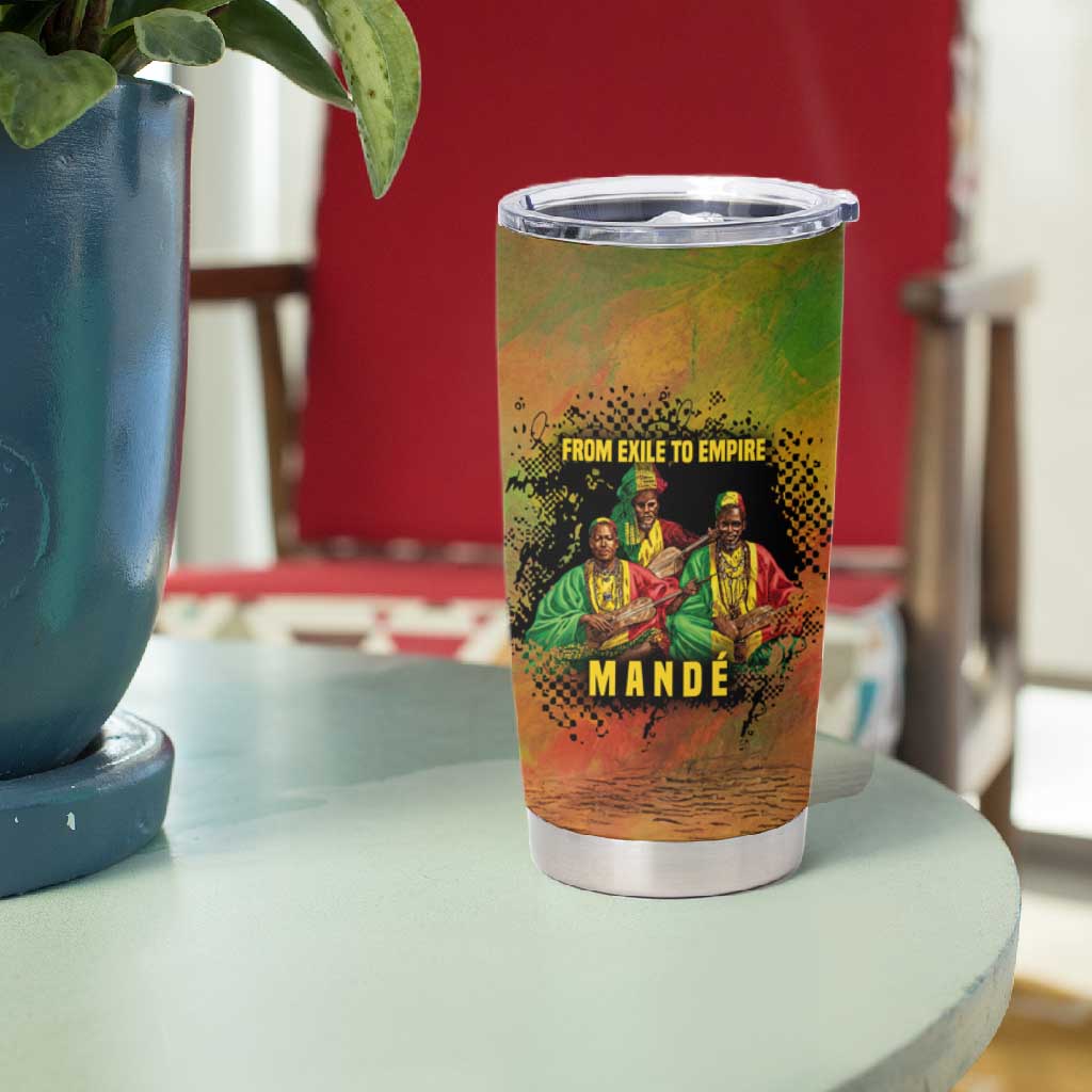 Sundiata Keita Tumbler Cup Griot Storytelling Scene, Epic of Sundiata Text and Heritage-Inspired Earth Tone - Wonder Print Shop