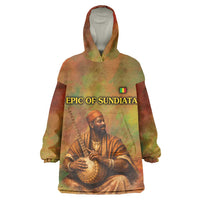 Sundiata Keita Wearable Blanket Hoodie Griot Storytelling Scene, Epic of Sundiata Text and Heritage-Inspired Earth Tone - Wonder Print Shop