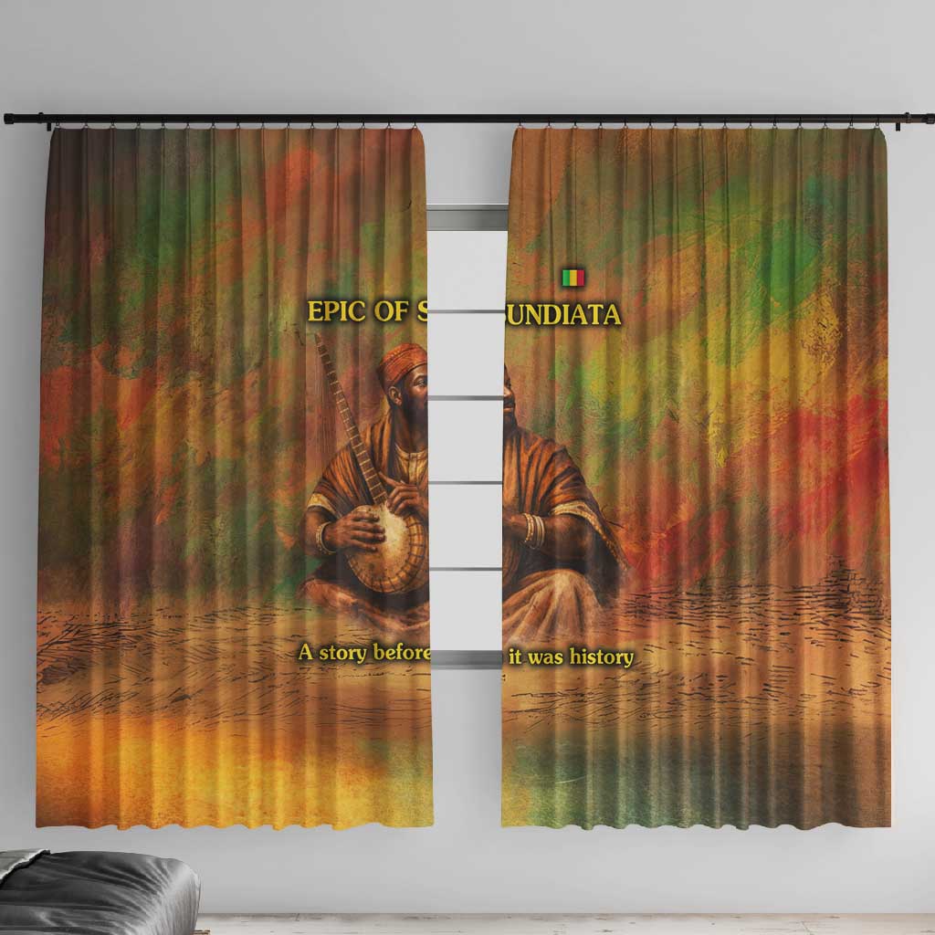 Sundiata Keita Window Curtain Griot Storytelling Scene, Epic of Sundiata Text and Heritage-Inspired Earth Tone - Wonder Print Shop