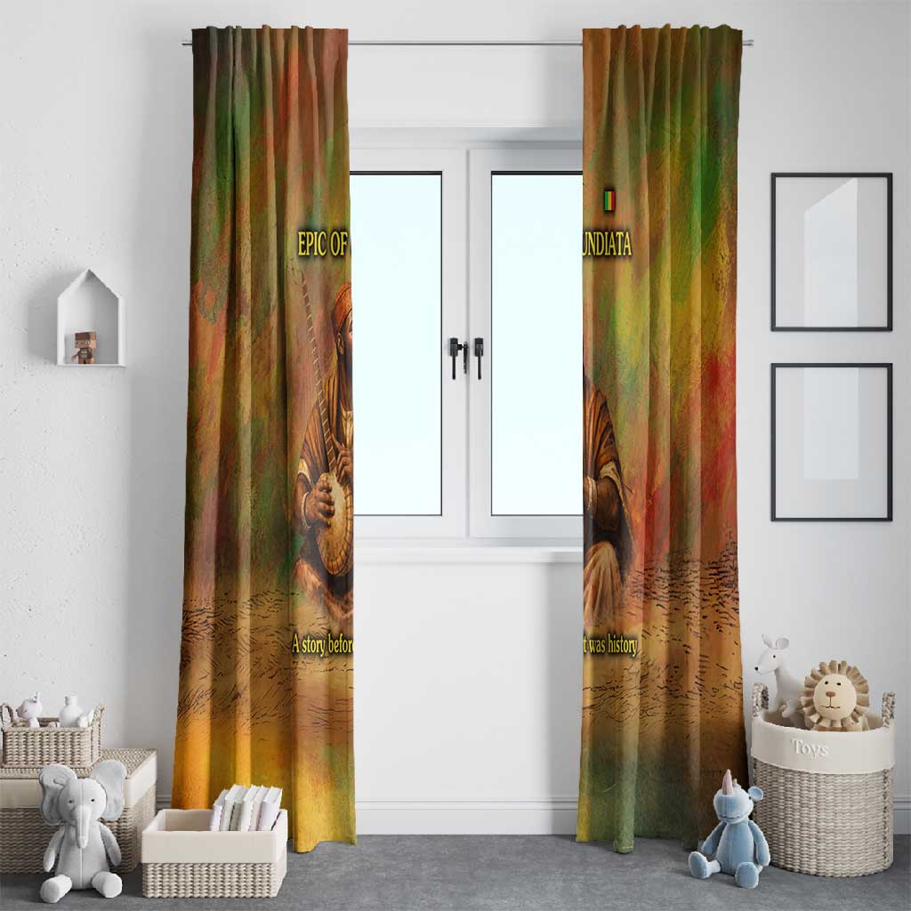 Sundiata Keita Window Curtain Griot Storytelling Scene, Epic of Sundiata Text and Heritage-Inspired Earth Tone - Wonder Print Shop