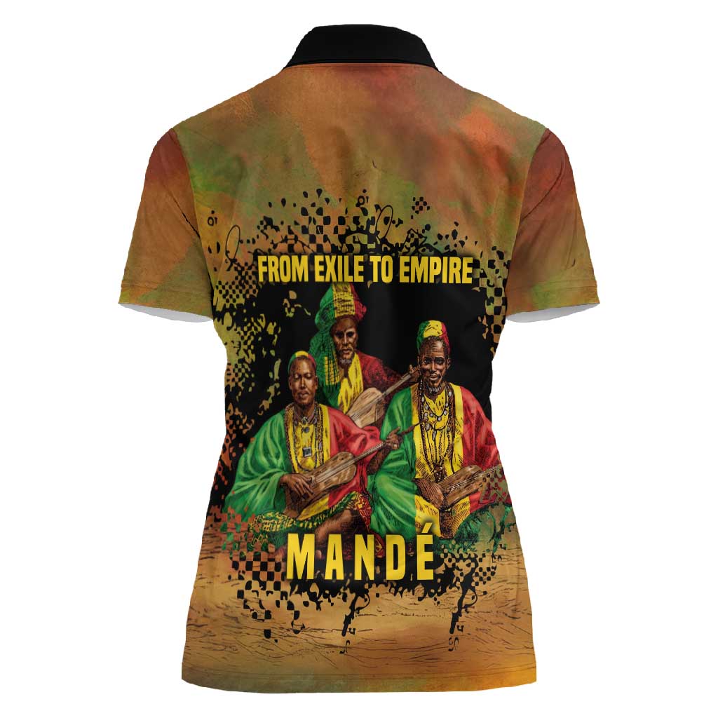 Sundiata Keita Women Polo Shirt Griot Storytelling Scene, Epic of Sundiata Text and Heritage-Inspired Earth Tone - Wonder Print Shop