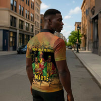 Sundiata Keita Zipper Polo Shirt Griot Storytelling Scene, Epic of Sundiata Text and Heritage-Inspired Earth Tone - Wonder Print Shop