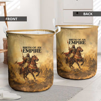 Sundiata Keita Laundry Basket with Kirina 1235 Battle Map, Horseback Warrior and Birth of an Empire Design - Wonder Print Shop