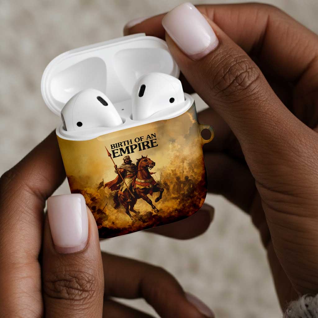 Sundiata Keita AirPods Case with Kirina 1235 Battle Map, Horseback Warrior and Birth of an Empire Design - Wonder Print Shop