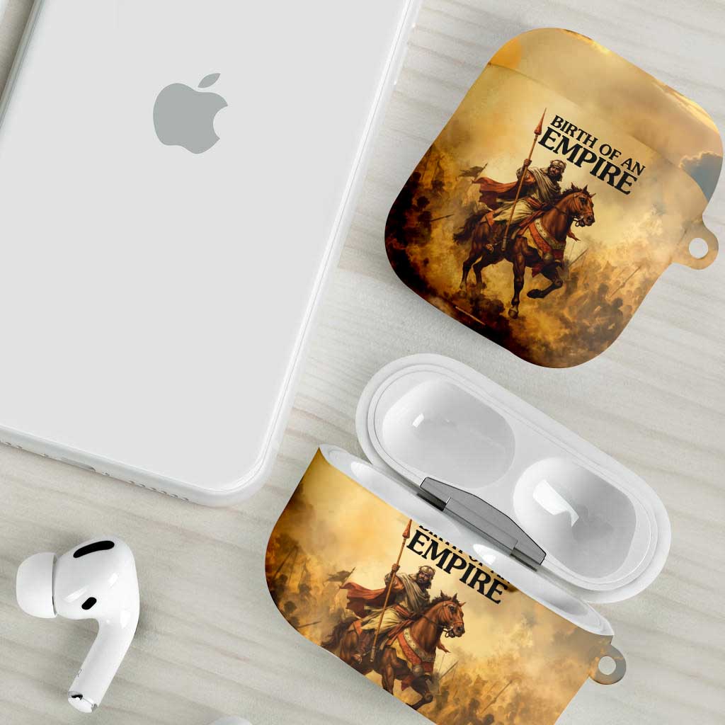 Sundiata Keita AirPods Case with Kirina 1235 Battle Map, Horseback Warrior and Birth of an Empire Design - Wonder Print Shop