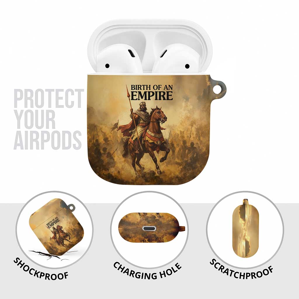 Sundiata Keita AirPods Case with Kirina 1235 Battle Map, Horseback Warrior and Birth of an Empire Design - Wonder Print Shop