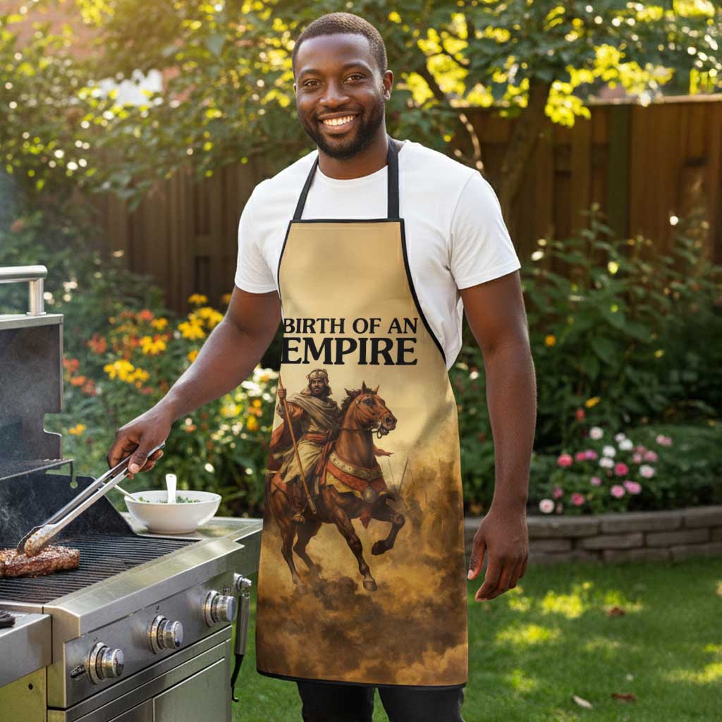 Sundiata Keita Apron with Kirina 1235 Battle Map, Horseback Warrior and Birth of an Empire Design - Wonder Print Shop