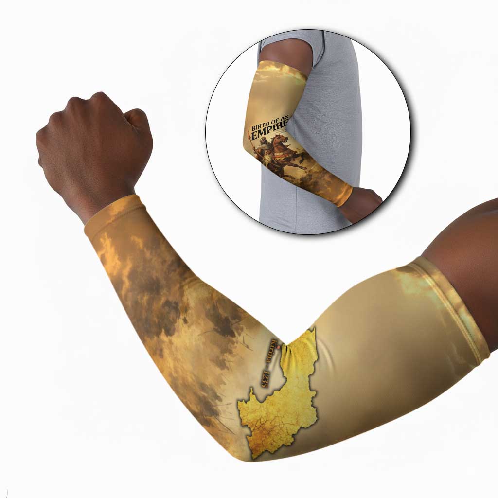 Sundiata Keita Arm Sleeves with Kirina 1235 Battle Map, Horseback Warrior and Birth of an Empire Design - Wonder Print Shop