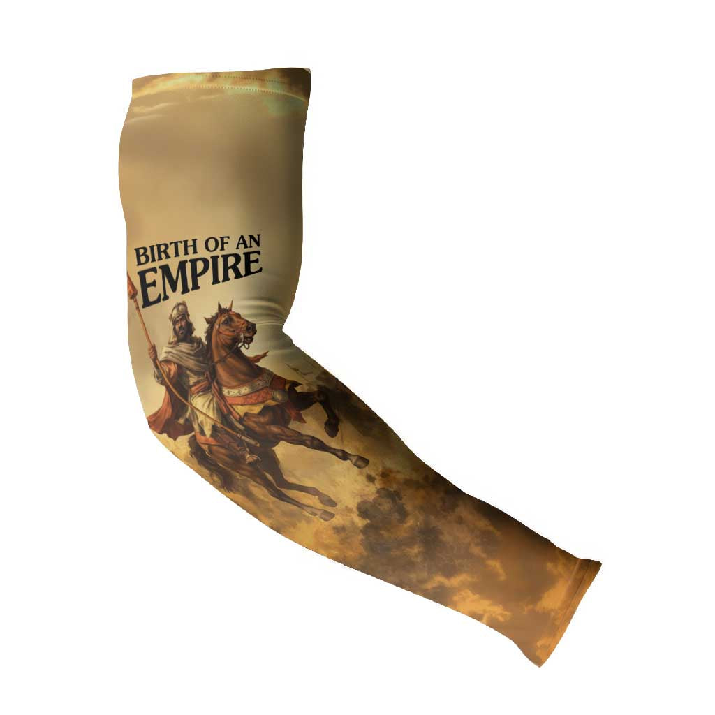 Sundiata Keita Arm Sleeves with Kirina 1235 Battle Map, Horseback Warrior and Birth of an Empire Design - Wonder Print Shop