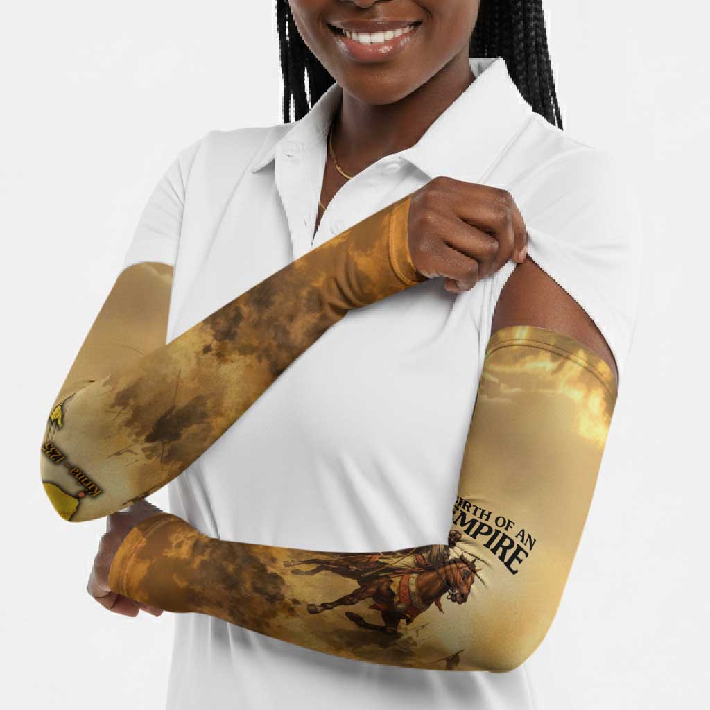Sundiata Keita Arm Sleeves with Kirina 1235 Battle Map, Horseback Warrior and Birth of an Empire Design - Wonder Print Shop
