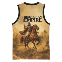 Sundiata Keita Basketball Jersey with Kirina 1235 Battle Map, Horseback Warrior and Birth of an Empire Design - Wonder Print Shop