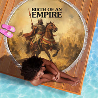 Sundiata Keita Beach Blanket with Kirina 1235 Battle Map, Horseback Warrior and Birth of an Empire Design - Wonder Print Shop