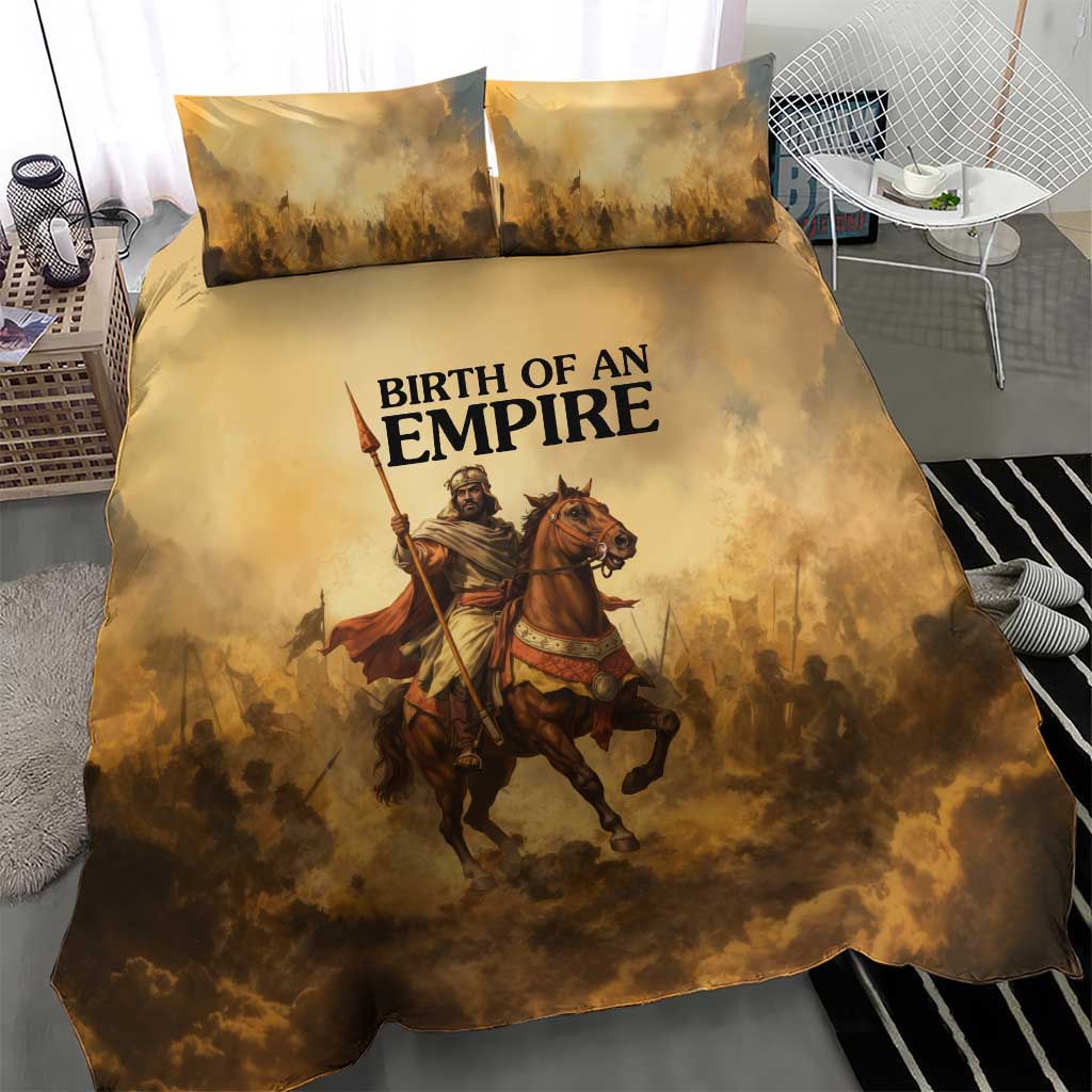 Sundiata Keita Bedding Set with Kirina 1235 Battle Map, Horseback Warrior and Birth of an Empire Design - Wonder Print Shop