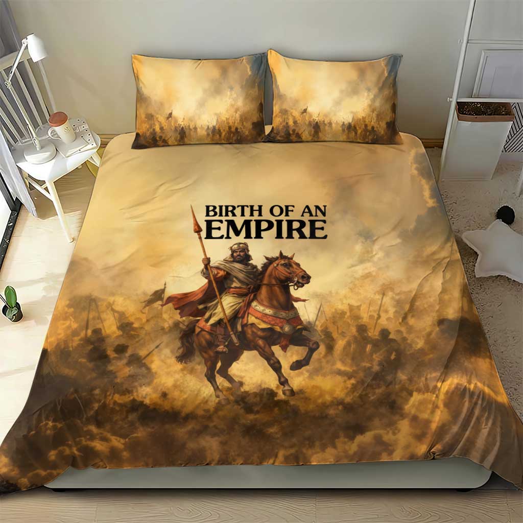 Sundiata Keita Bedding Set with Kirina 1235 Battle Map, Horseback Warrior and Birth of an Empire Design - Wonder Print Shop