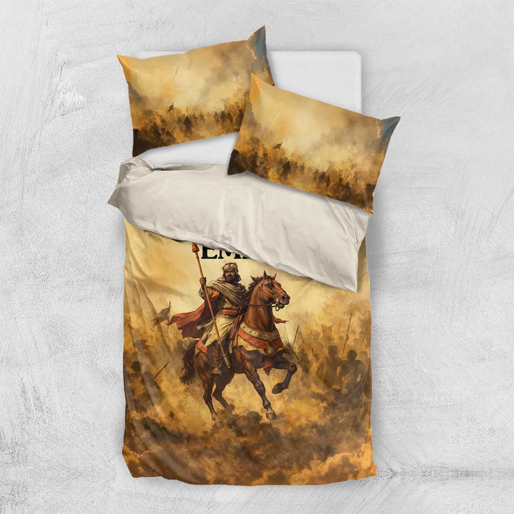 Sundiata Keita Bedding Set with Kirina 1235 Battle Map, Horseback Warrior and Birth of an Empire Design - Wonder Print Shop