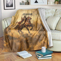 Sundiata Keita Blanket with Kirina 1235 Battle Map, Horseback Warrior and Birth of an Empire Design - Wonder Print Shop