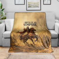 Sundiata Keita Blanket with Kirina 1235 Battle Map, Horseback Warrior and Birth of an Empire Design - Wonder Print Shop