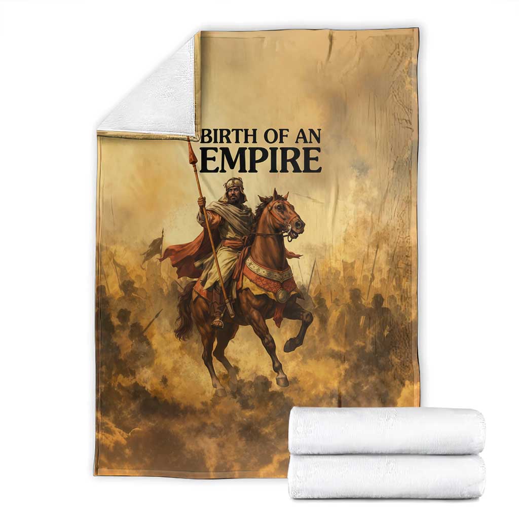 Sundiata Keita Blanket with Kirina 1235 Battle Map, Horseback Warrior and Birth of an Empire Design - Wonder Print Shop
