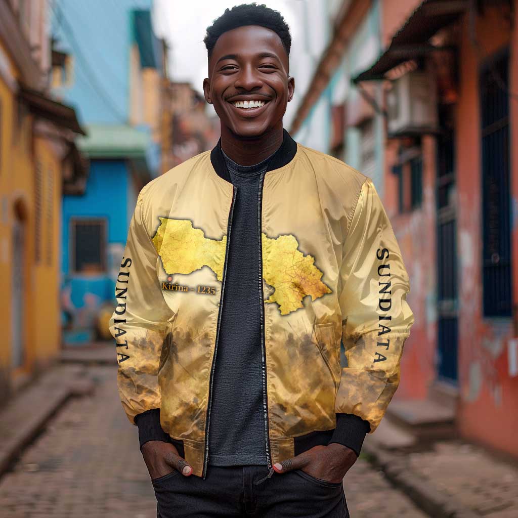 Sundiata Keita Bomber Jacket with Kirina 1235 Battle Map, Horseback Warrior and Birth of an Empire Design - Wonder Print Shop