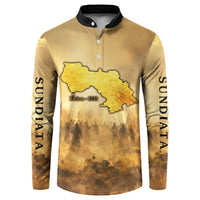 Sundiata Keita Button Sweatshirt with Kirina 1235 Battle Map, Horseback Warrior and Birth of an Empire Design