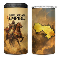 Sundiata Keita 4 in 1 Can Cooler Tumbler with Kirina 1235 Battle Map, Horseback Warrior and Birth of an Empire Design - Wonder Print Shop