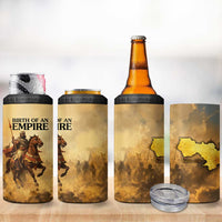 Sundiata Keita 4 in 1 Can Cooler Tumbler with Kirina 1235 Battle Map, Horseback Warrior and Birth of an Empire Design - Wonder Print Shop