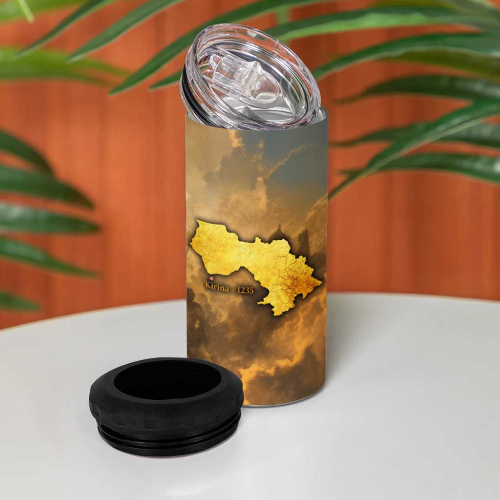 Sundiata Keita 4 in 1 Can Cooler Tumbler with Kirina 1235 Battle Map, Horseback Warrior and Birth of an Empire Design - Wonder Print Shop