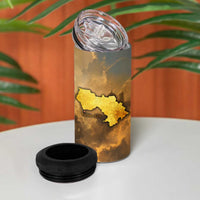 Sundiata Keita 4 in 1 Can Cooler Tumbler with Kirina 1235 Battle Map, Horseback Warrior and Birth of an Empire Design - Wonder Print Shop