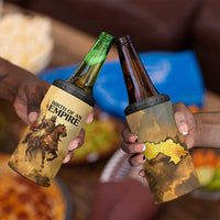 Sundiata Keita 4 in 1 Can Cooler Tumbler with Kirina 1235 Battle Map, Horseback Warrior and Birth of an Empire Design - Wonder Print Shop